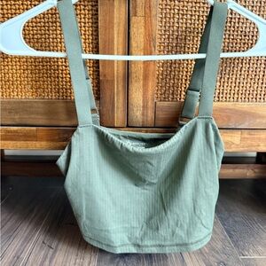Olive Green Tote Bag with Wide Straps
